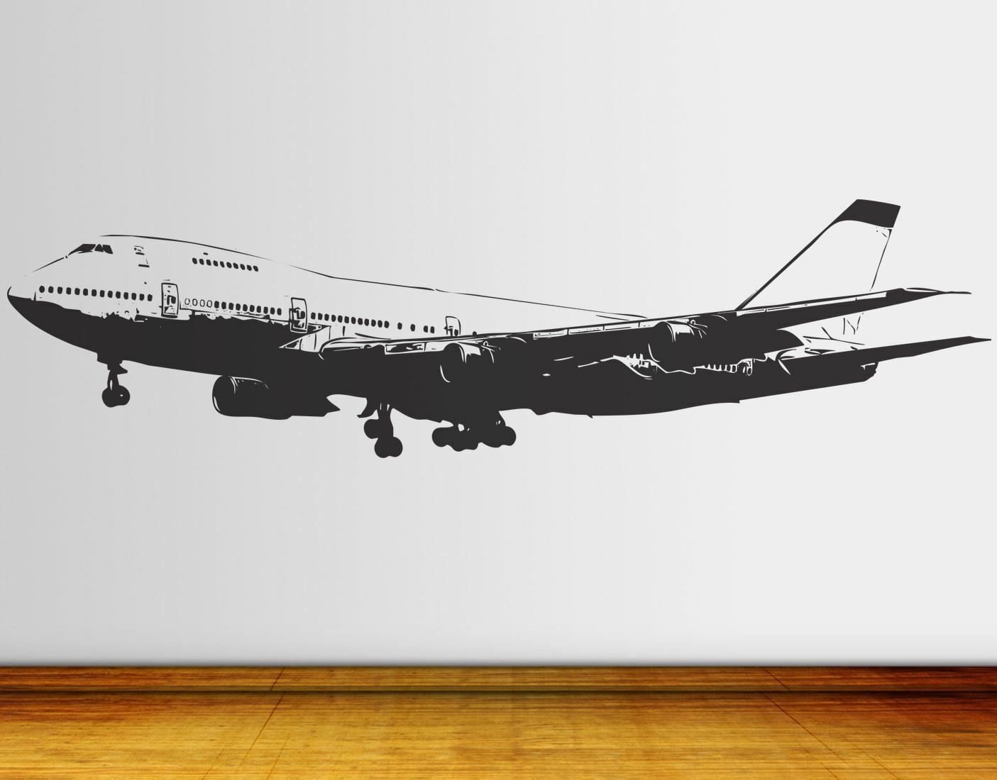 Large 747 Airplane Wall Decal Sticker by Stickerbrand. Flying Plane #6031