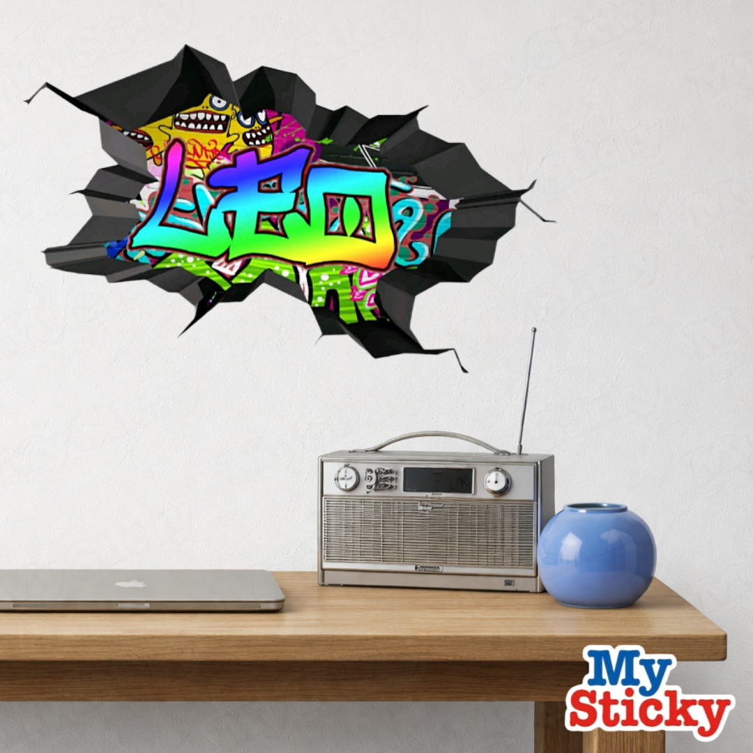 Custom Text Island Style Graffiti Name Wall Decal Personalized Sticker Decor NEW