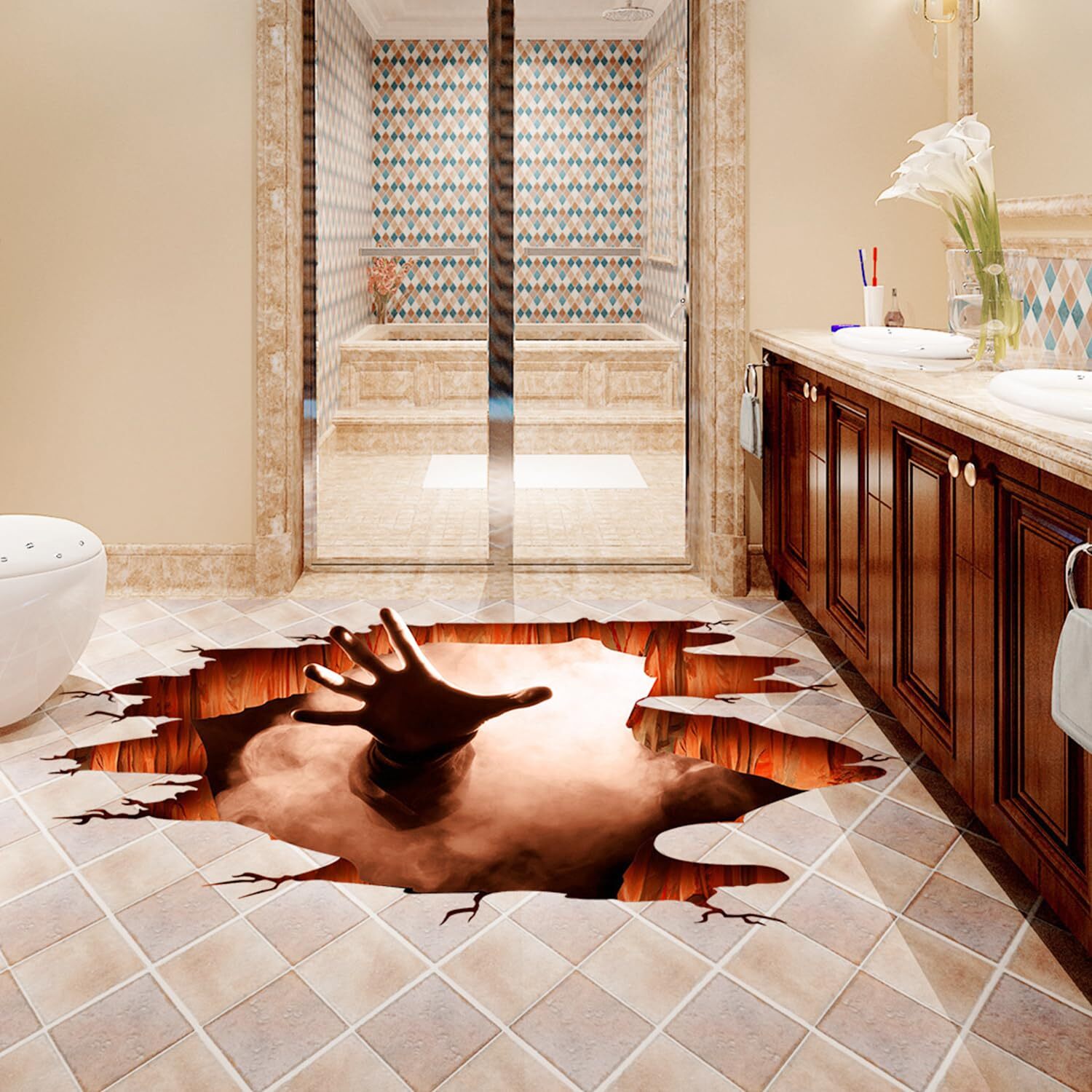 3D Halloween Wall Decals Scary Floor Stickers for Bedroom Living Room Pub