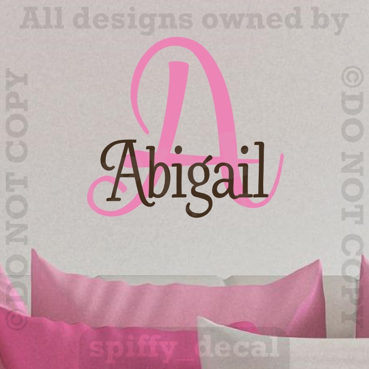 Monogram Personalize Custom Name Vinyl Wall Decal Nursery Bedroom Child Girl Boy