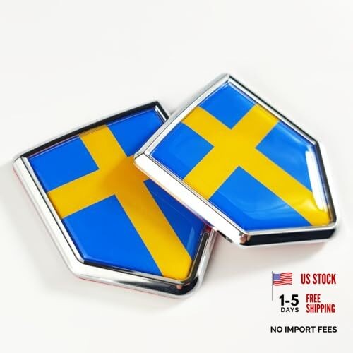 Newperlite Sweden Flag Decal Sticker Car Emblem Swedish Flag Car Decoration