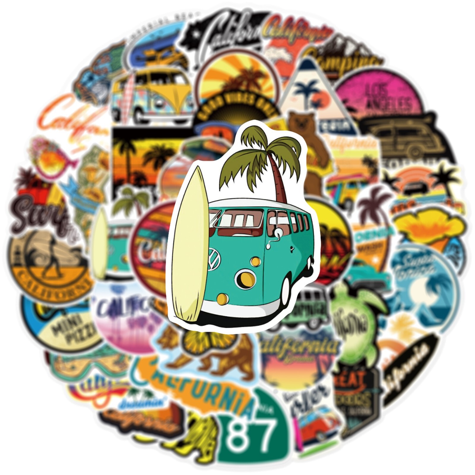 50pcs California Stickers, CA State LA San Diego West Coast, #164