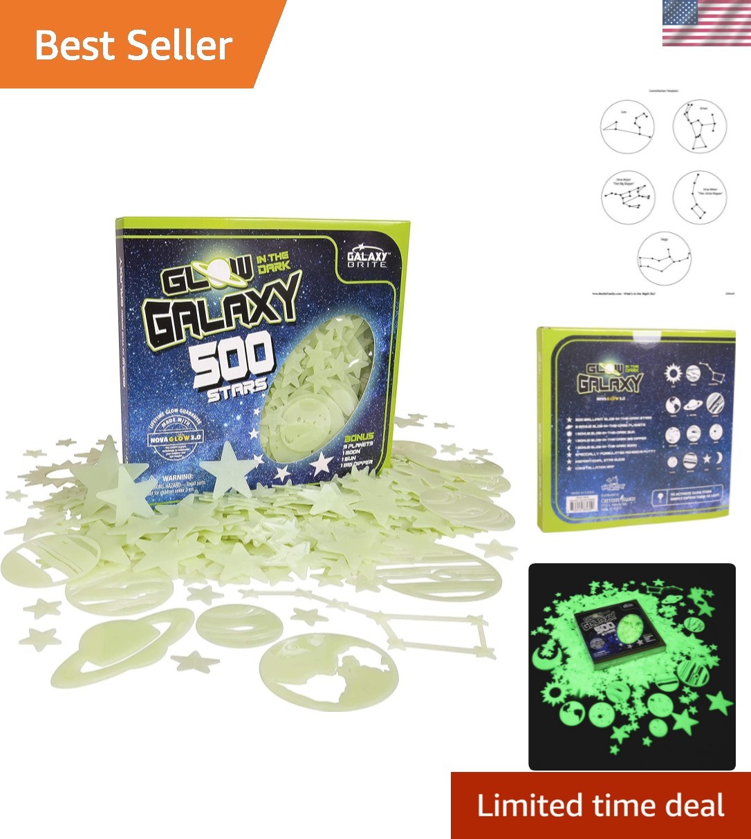 Glow in The Dark Stars for Ceiling, 500-Count, Largest Ceiling Glow Stars Ass…