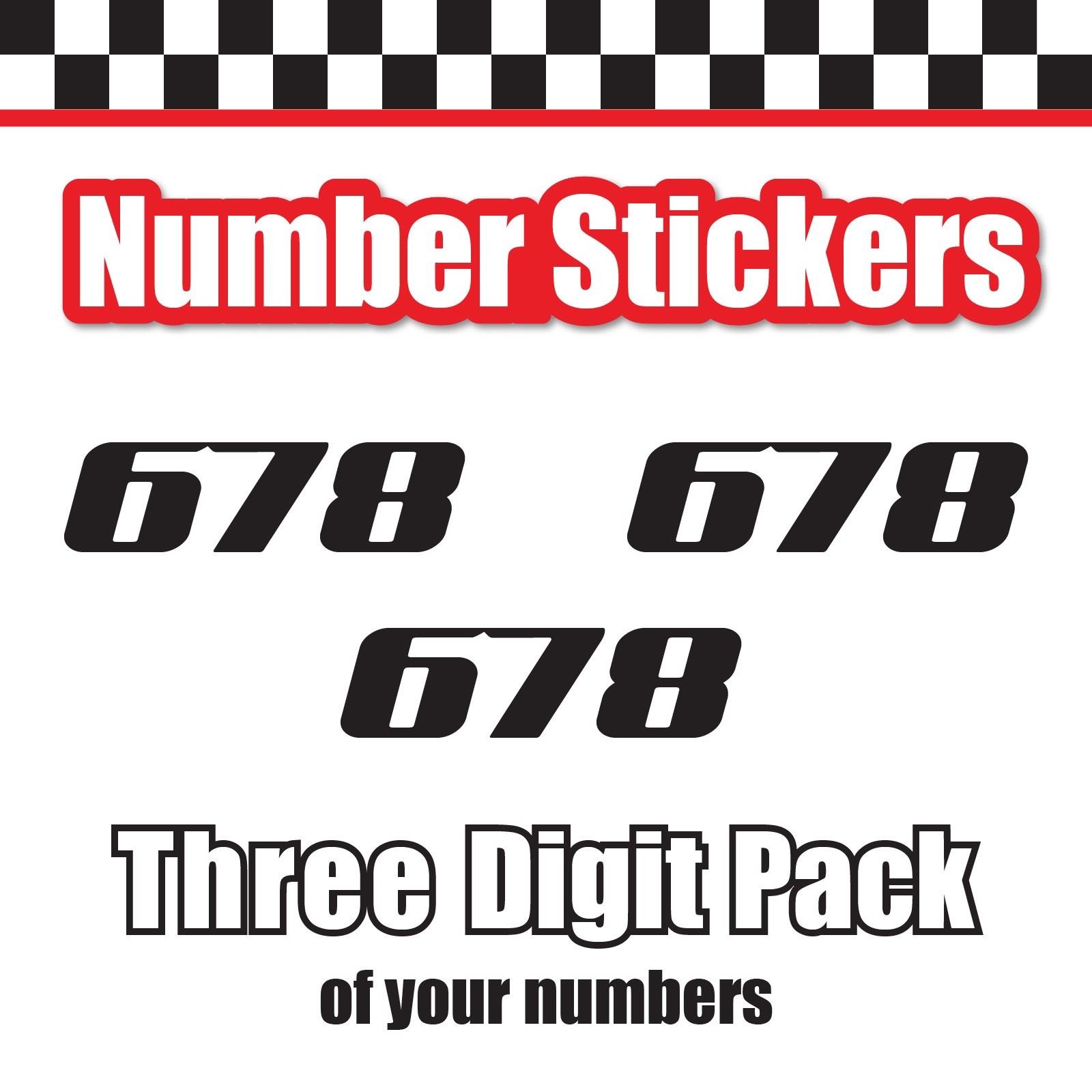 3x 3 Digit Custom Single Number Stickers Decal Locker Door Mailbox AddCityboy