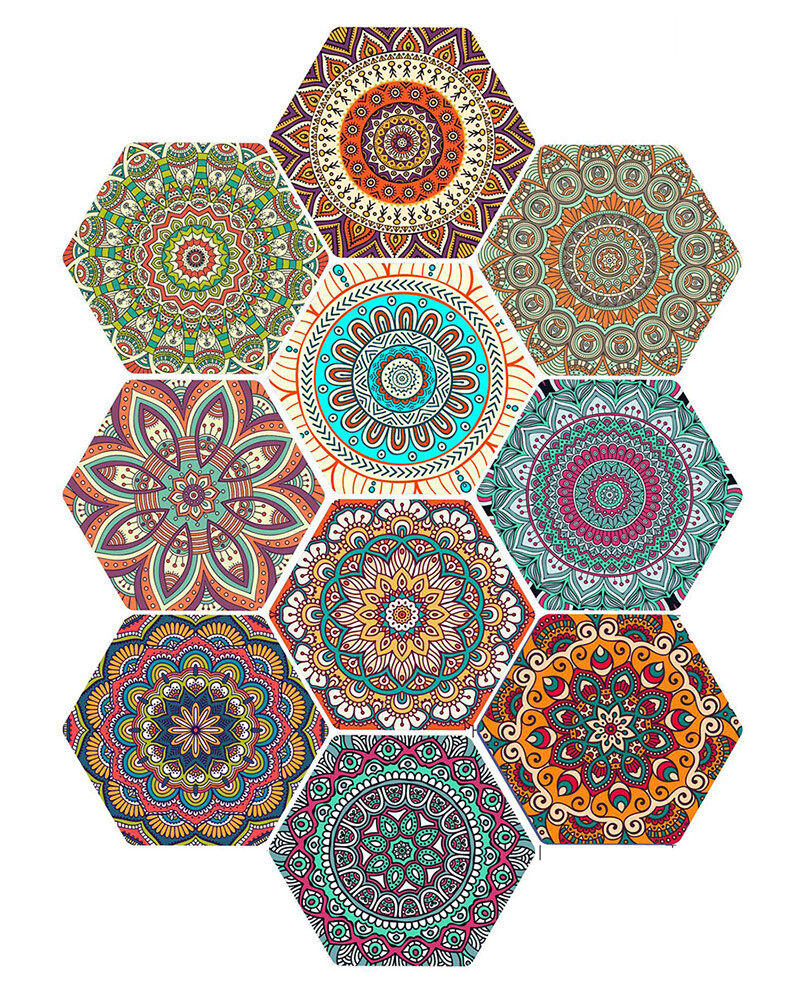 Bohemia Self-Adhesive Non-Slip Removable PVC Home Floor Wall Tile Sticker 10Pcs