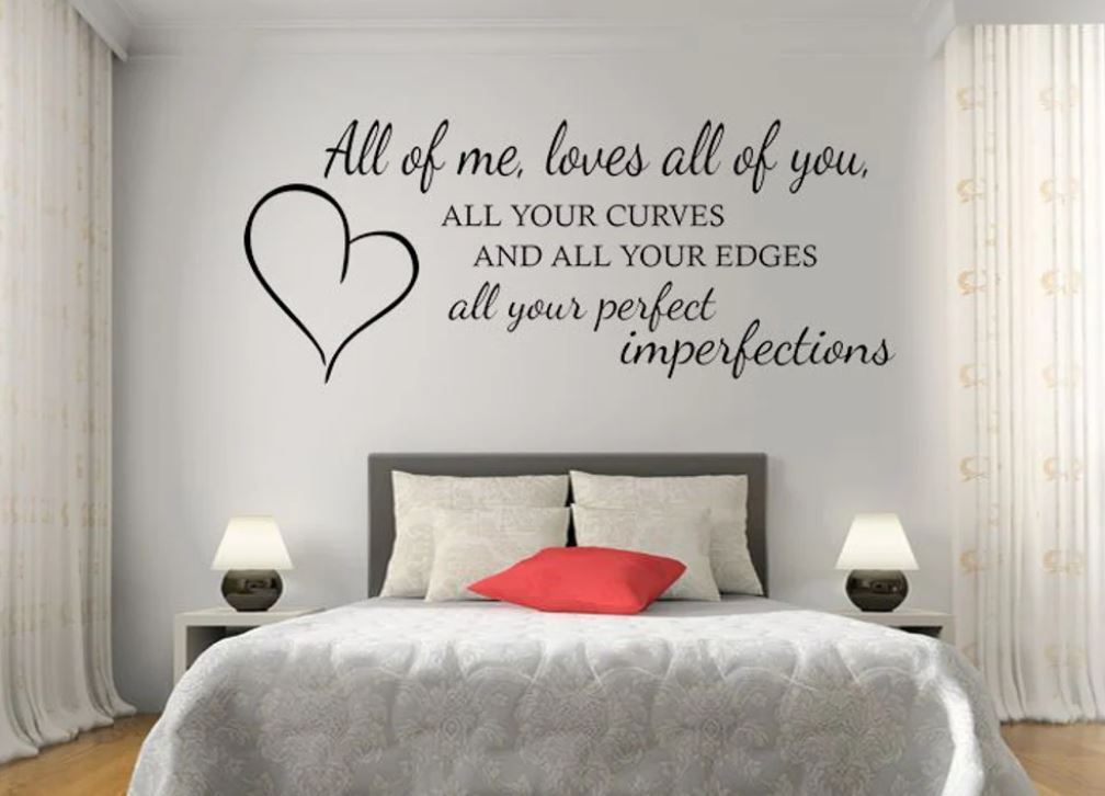 ALL OF ME PERFECT IMPERFECTIONS Lyrics Love Wall Decal Quote Words Lettering