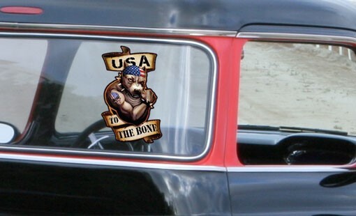 Peel-off – Muscle Dog Flag Car Sticker – Pitbull – Window – Auto Decal 18 inch