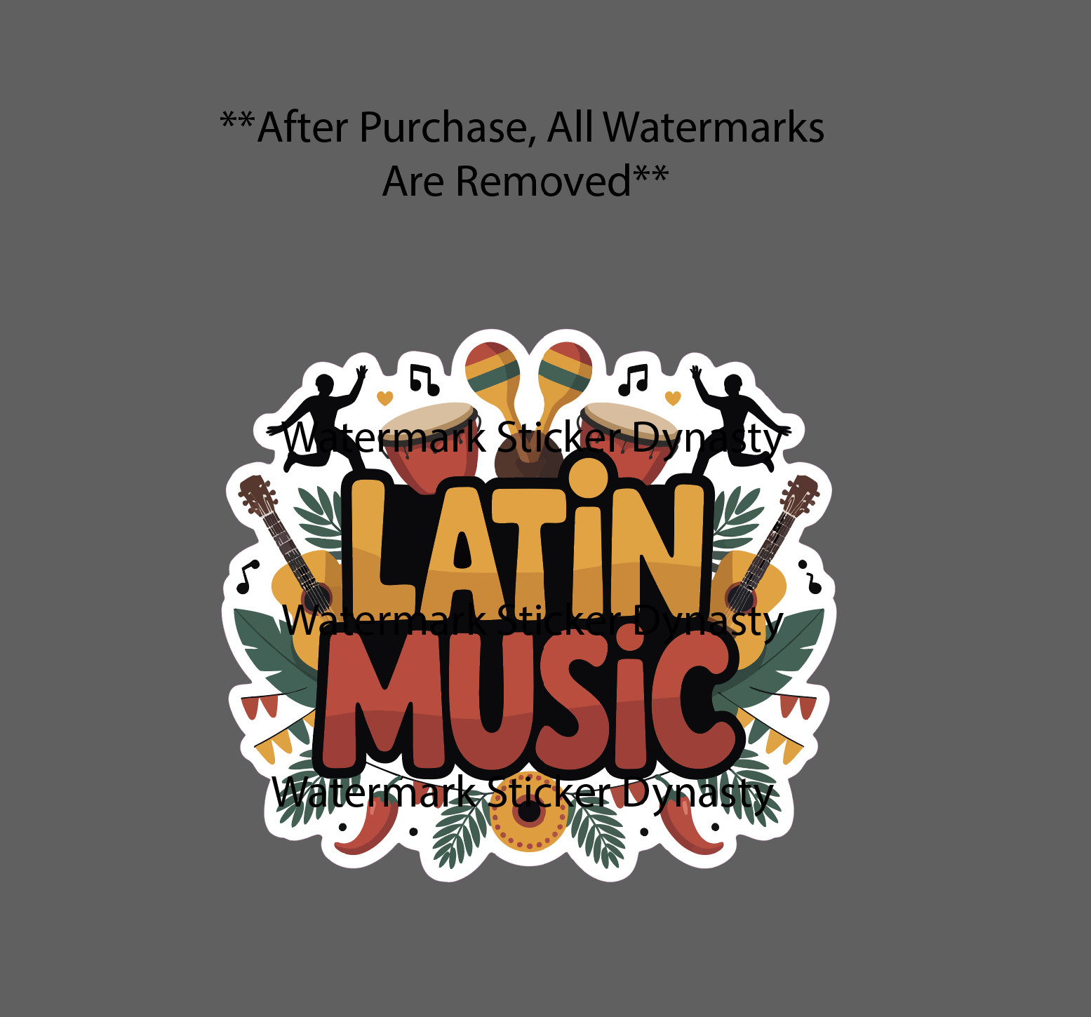 Latin Music Sticker Waterproof Decal Musica Dance Dancing Drums Guitar Gift NEW