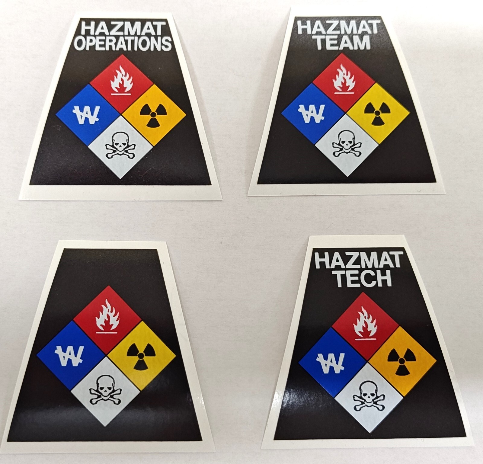 Reflective Black HAZMAT Tetrahedron Fire Helmet Decal You Pick