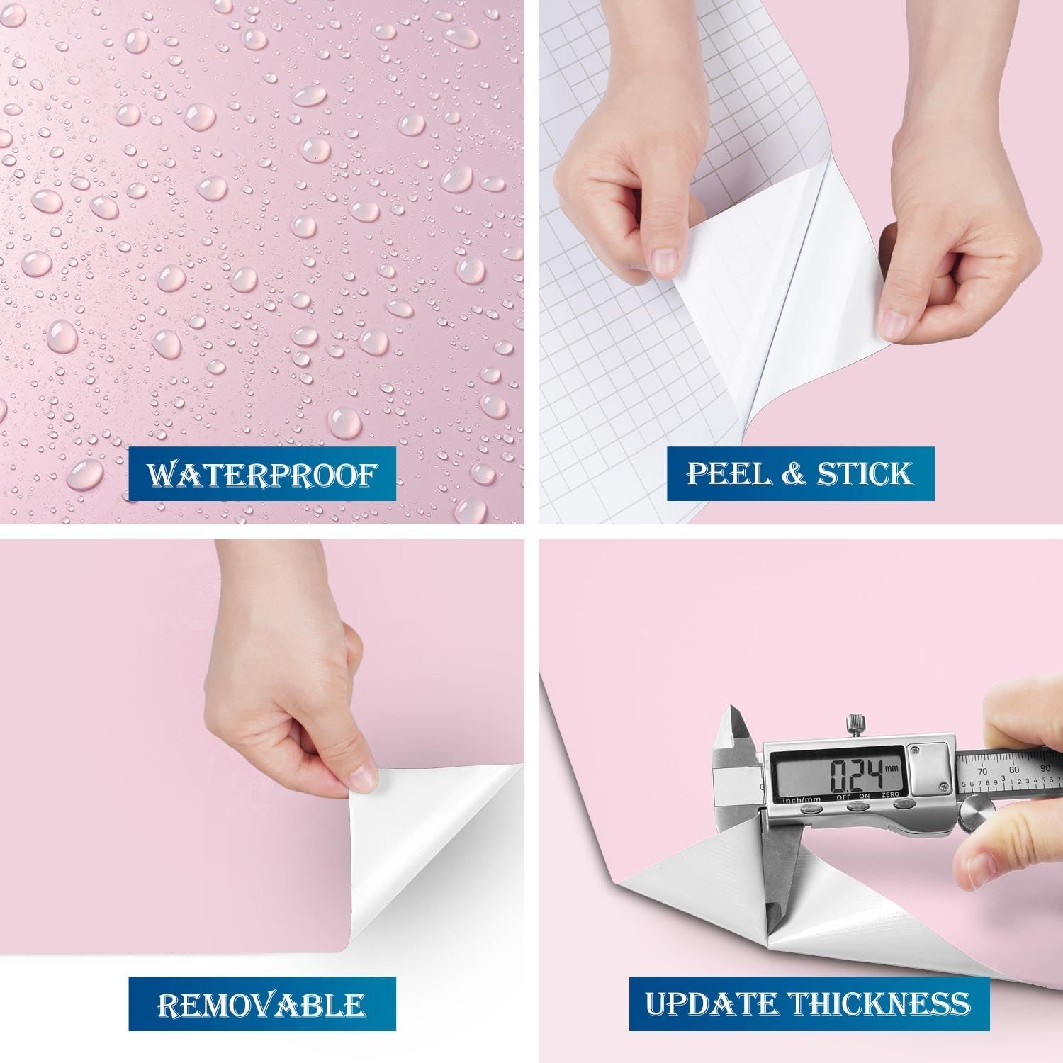 FunStick Satin Light Pink Wallpaper Peel and Stick Thick Pink Contact Paper f…