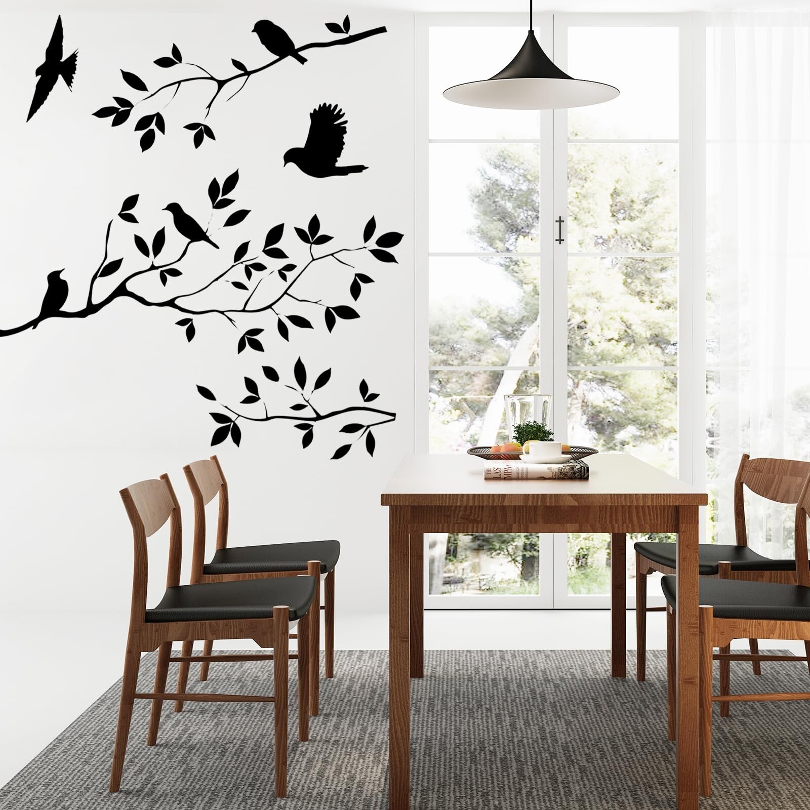 Bird Tree Branch Wall Sticker Decal Black Vinyl Wall Art Decor Peel and Stick…