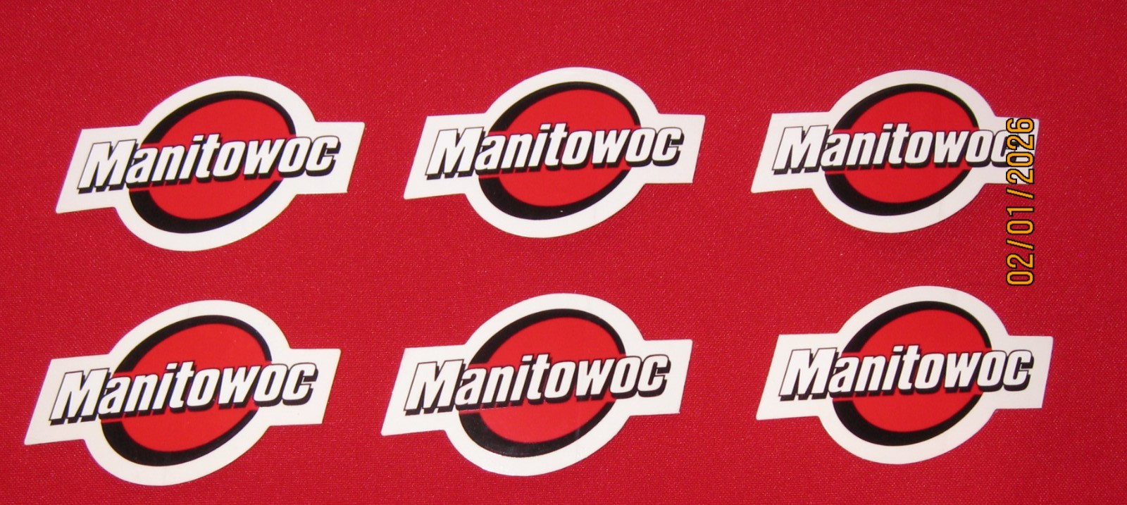 SET OF 6 MANITOWOC CRANE RED BALL DECALS 3" FOR HARDHATS TOOL BOXES…