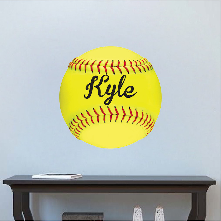 Custom Softball Name Wall Decal Kid's Room Sports Decal Softball Art, s69