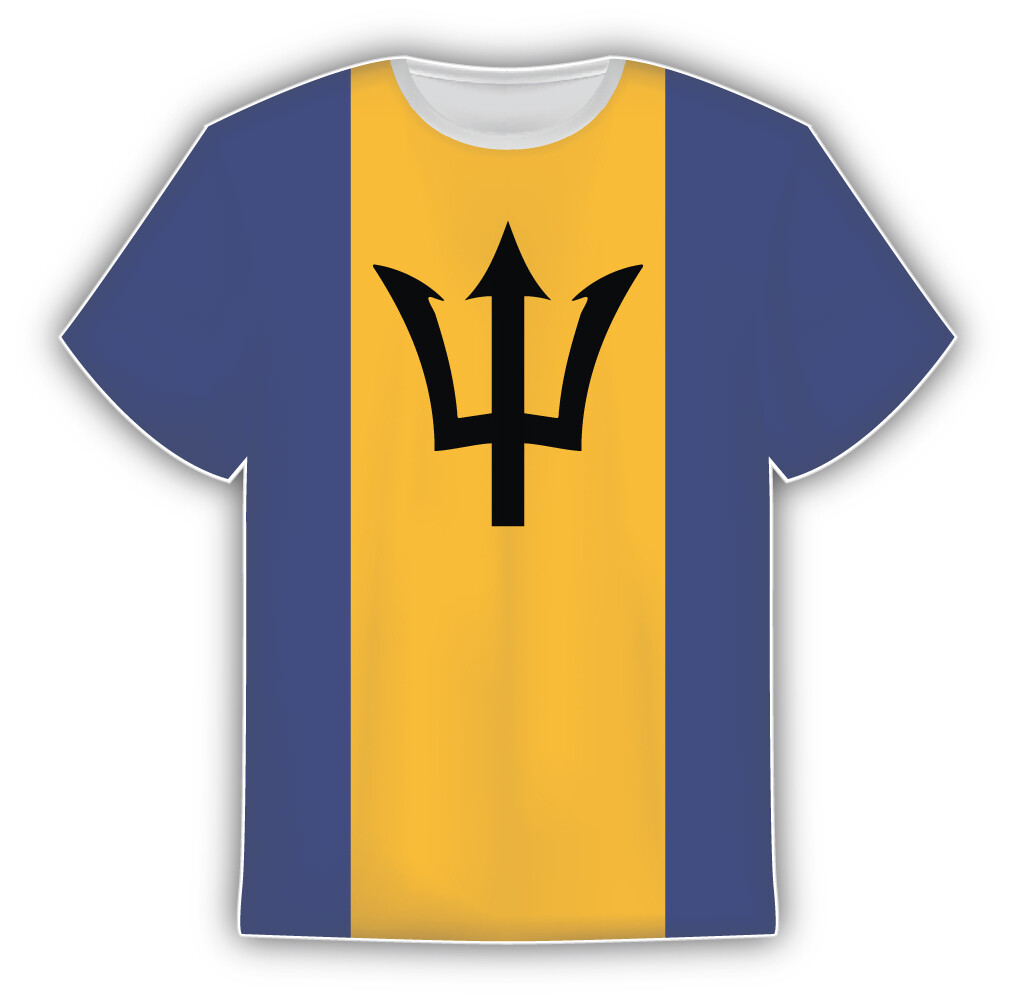 Barbados Flag Sticker In The Form Of T Shirt Vinyl Sticker Decal