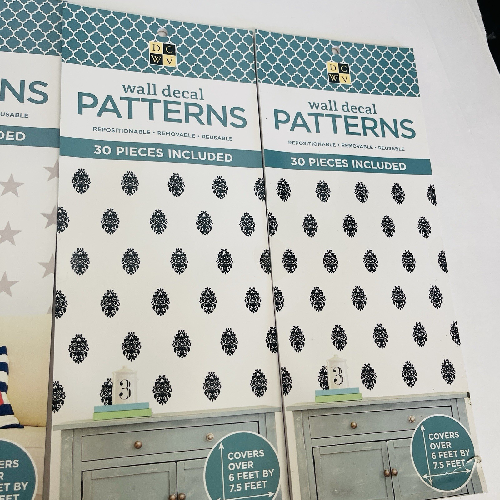 DCMV 2 Patterns Wall Decal, Reusable, 60pcs Each Pattern, 4 Sets Included