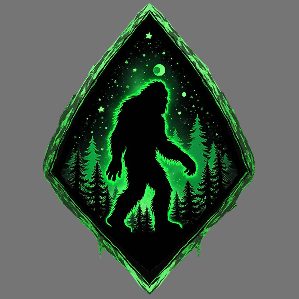 bigfoot sticker vinyl decal night forest silhouette believe mystic woods