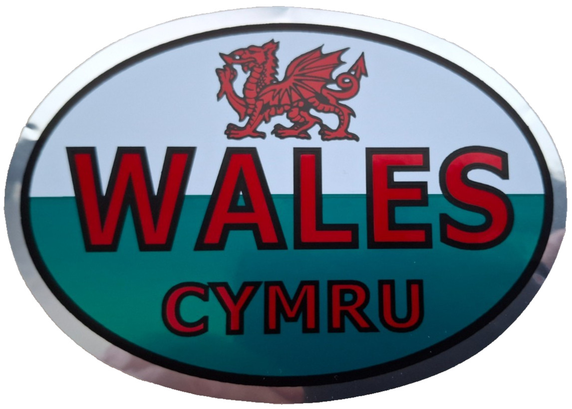 Wales Welsh Dragon Flag Sticker – External Car Window Bumper Sticker – Silver