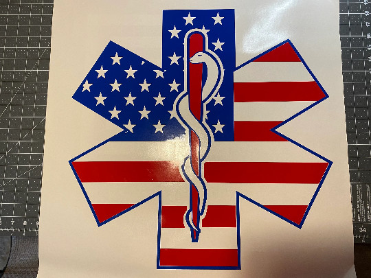 EMS Star of Life American Flag Vinyl Decal