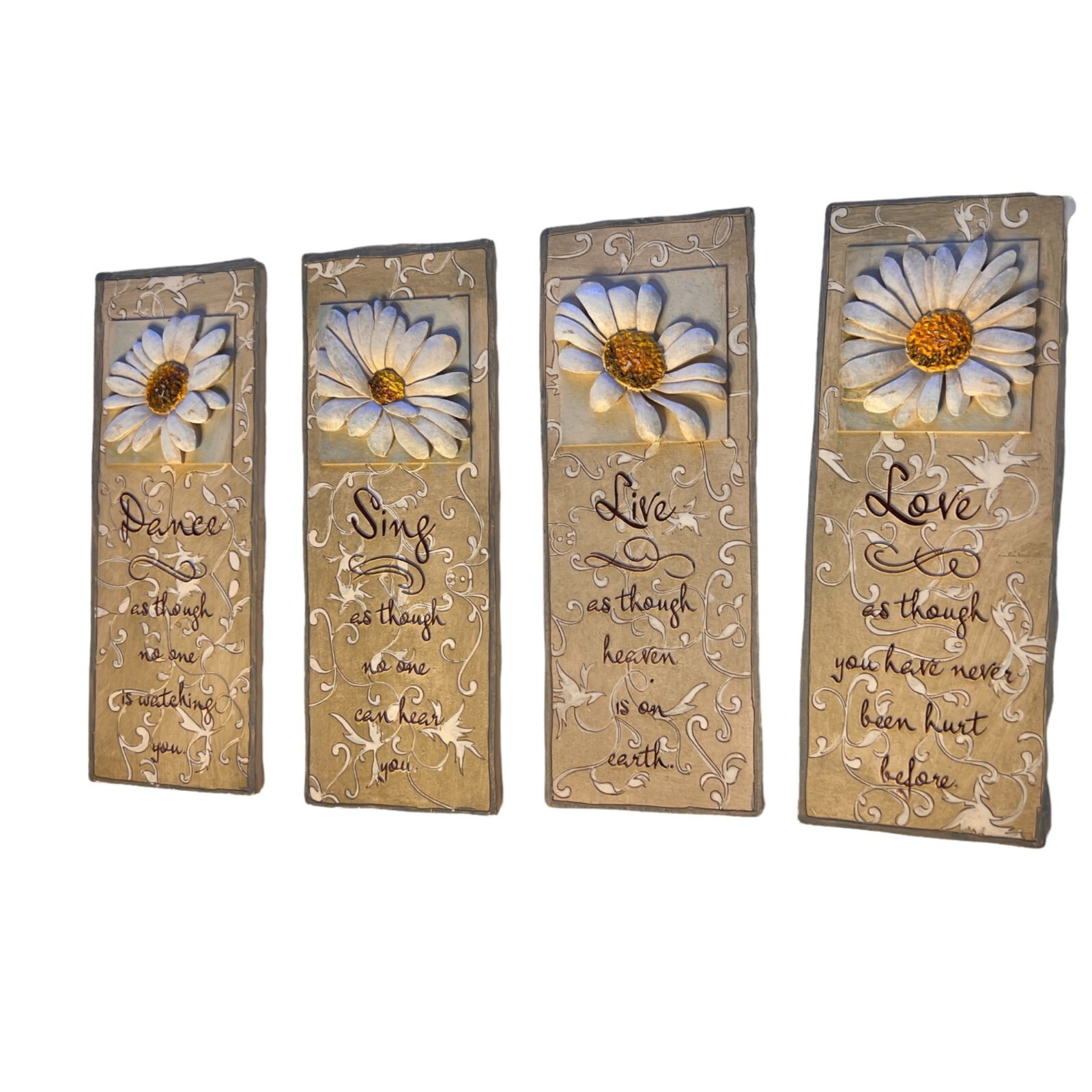 Ceramic Wall Decor Sunflowers Plaques Sing, Love, Dance, And Live Sku 4Plague