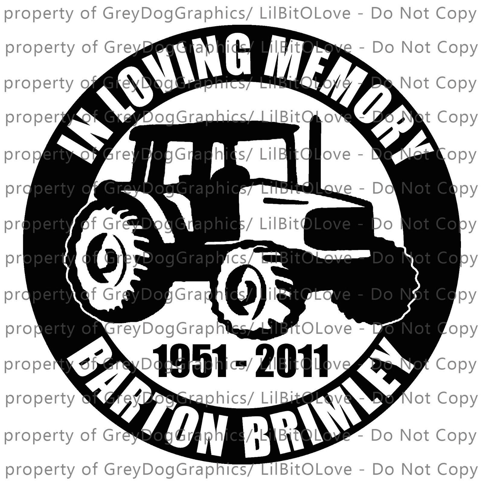 PERSONALIZED IN MEMORY VINYL DECAL FARMER TRACTOR FARM NAME DATES STICKER