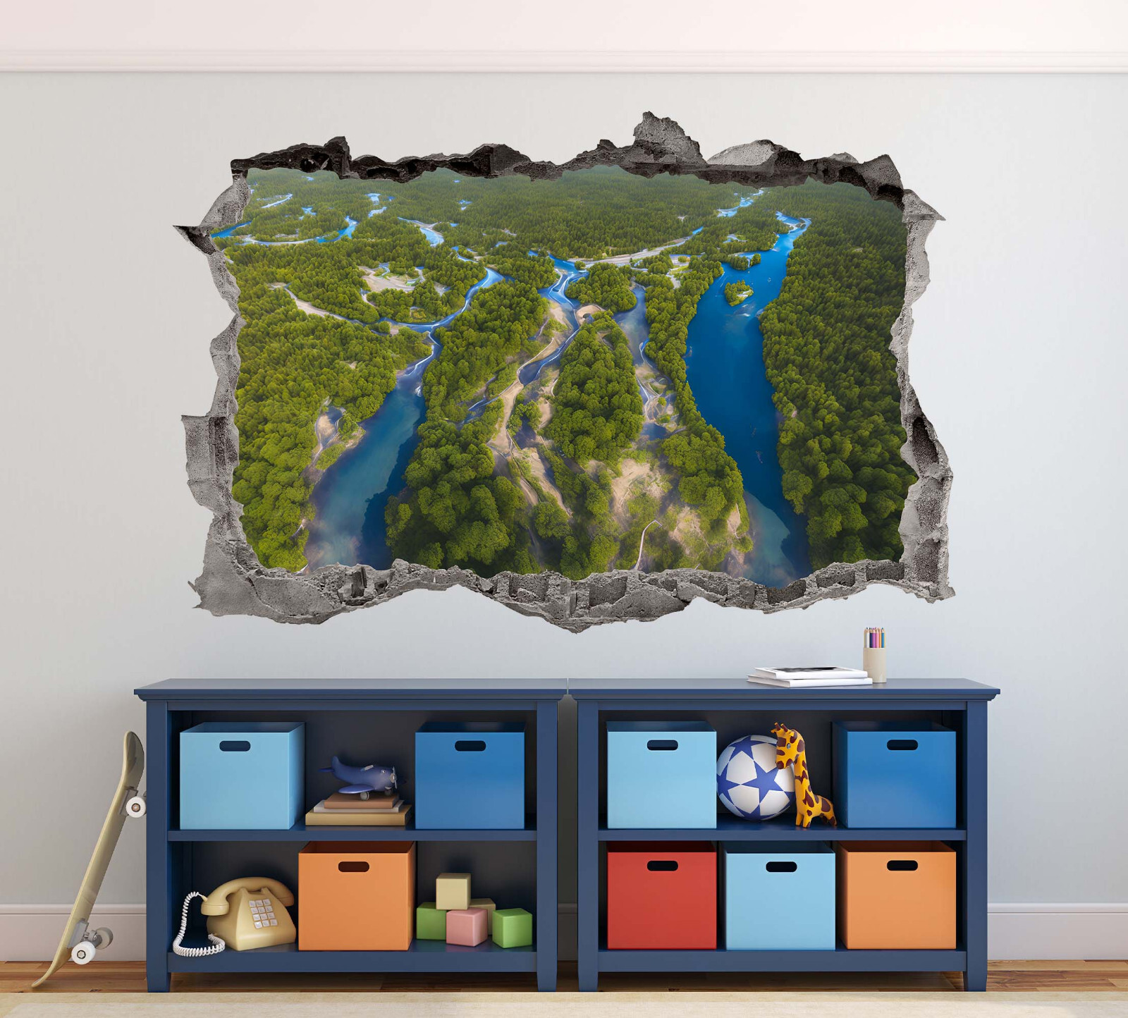 Forest River Wall Decal 3D AI Graphic Print Art Sticker Mural Decor Vinyl KW170