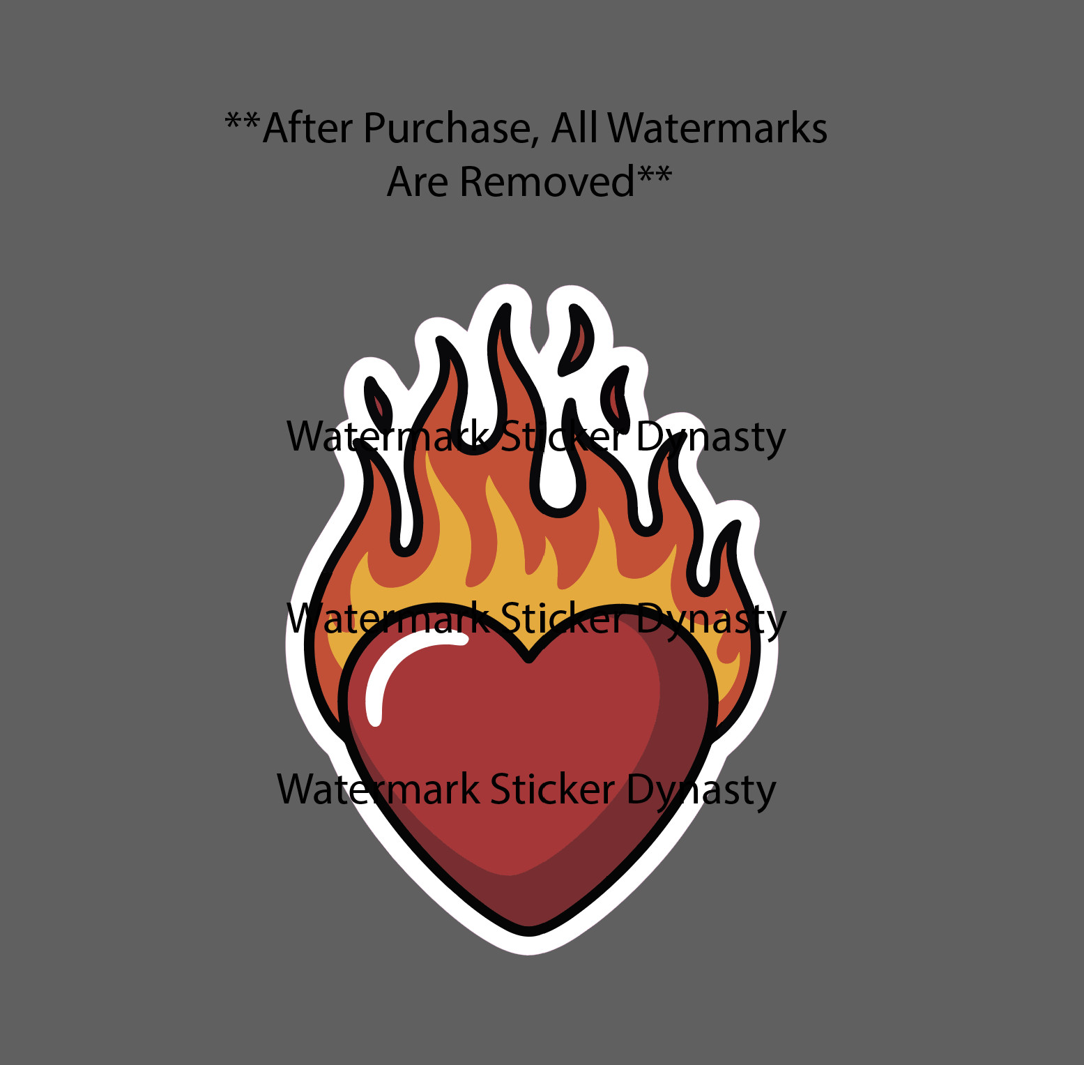 Heart on Fire Sticker Waterproof Decal Flames Love Cartoon Relationship Gift NEW