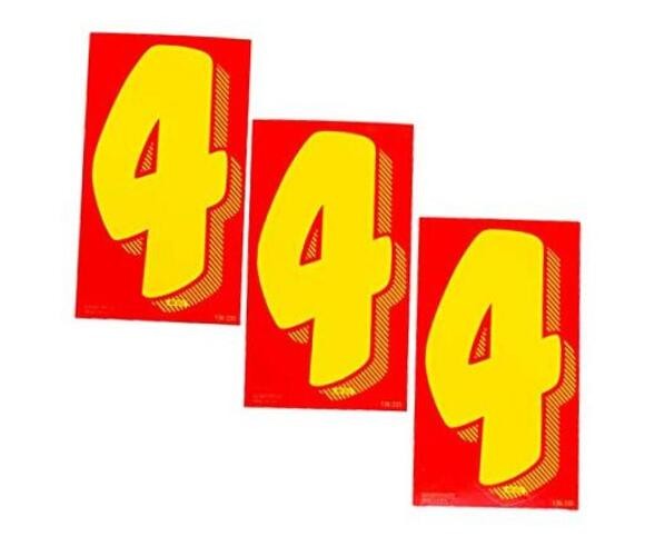 EZ Line Vinyl Decals for Cars Red and Yellow Large Number Stickers Windshield