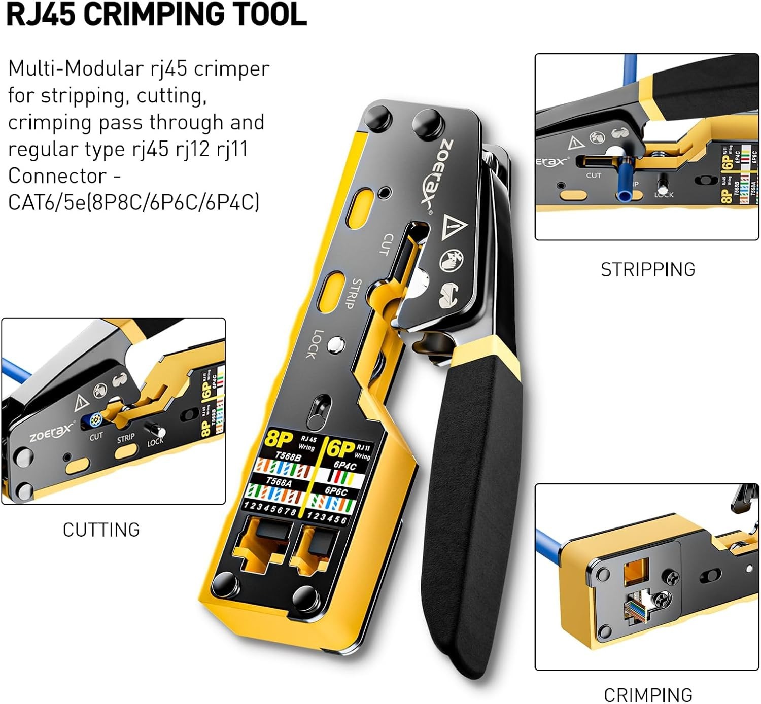 11-in-1 Network Tool Kit – RJ45 Crimping Tool, Tester, Punch Down, Stripper, Cut