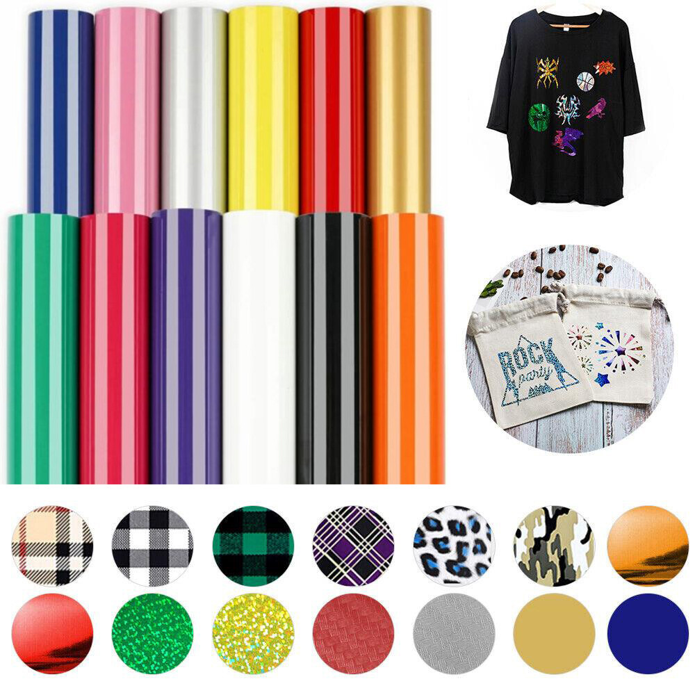 Heat Transfer Vinyl 5/10/12 FT HTV Rolls Iron on Film Clothing DIY Easy Weed