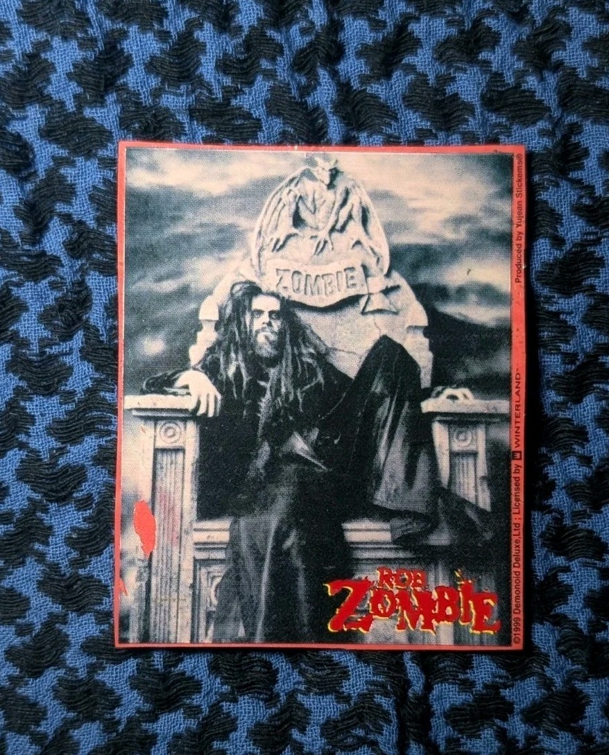 💀 Vintage White Zombie Devil Skeleton Sticker 1999 4.25" x 4.875" Rob Zombie