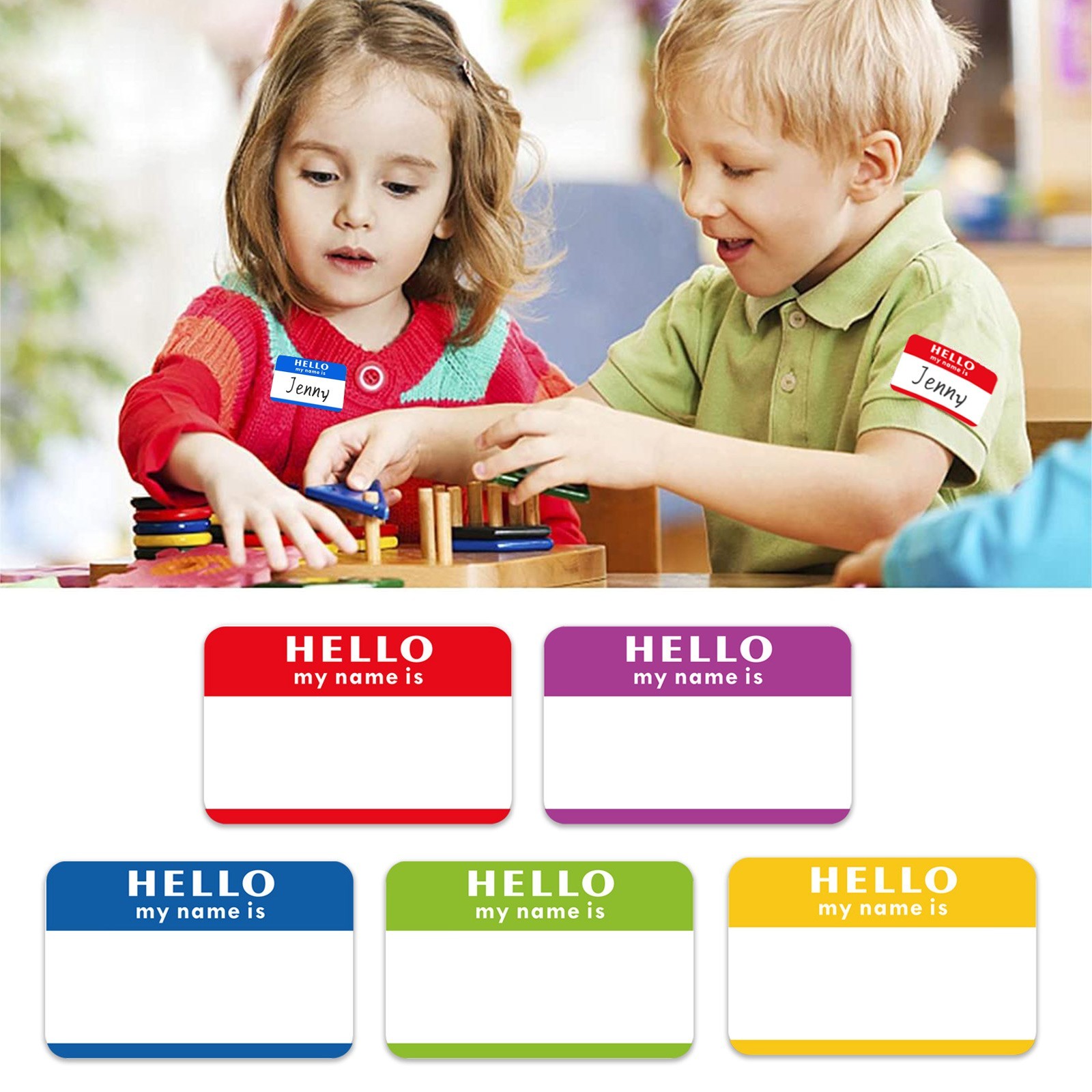 Easy to Use Multi Colored Name Tags Labels 300 Stickers for Busy People