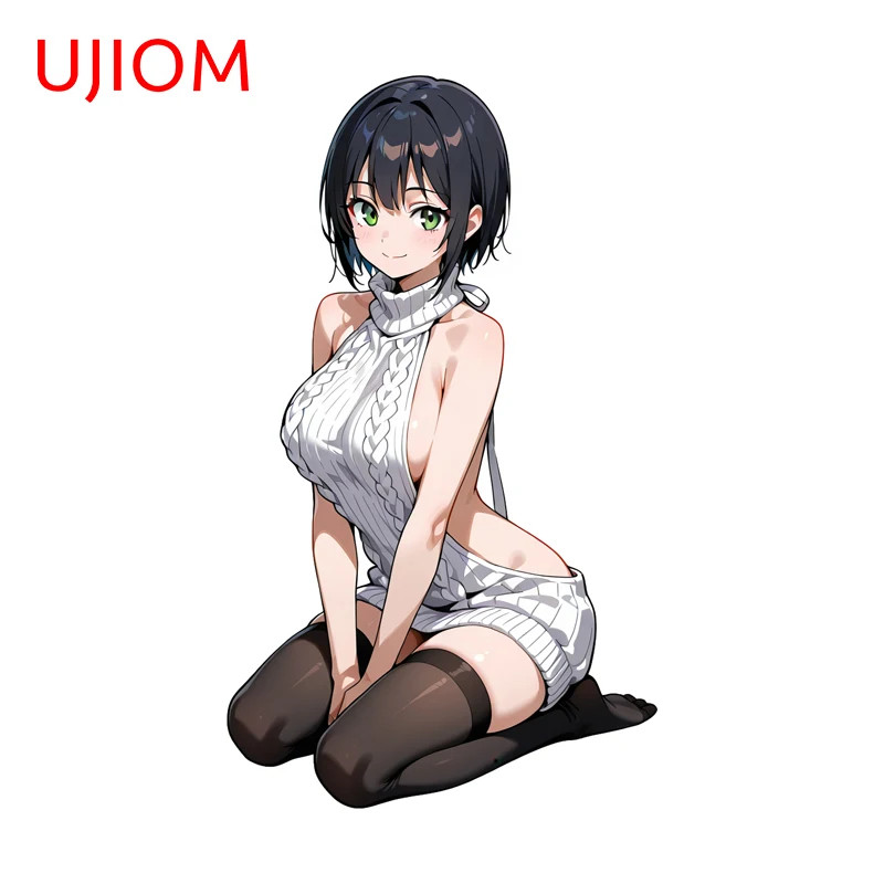 UJIOM Alluring Girl Anime Figure Wall Sticker Amusing Creative Kneel PVC Decal