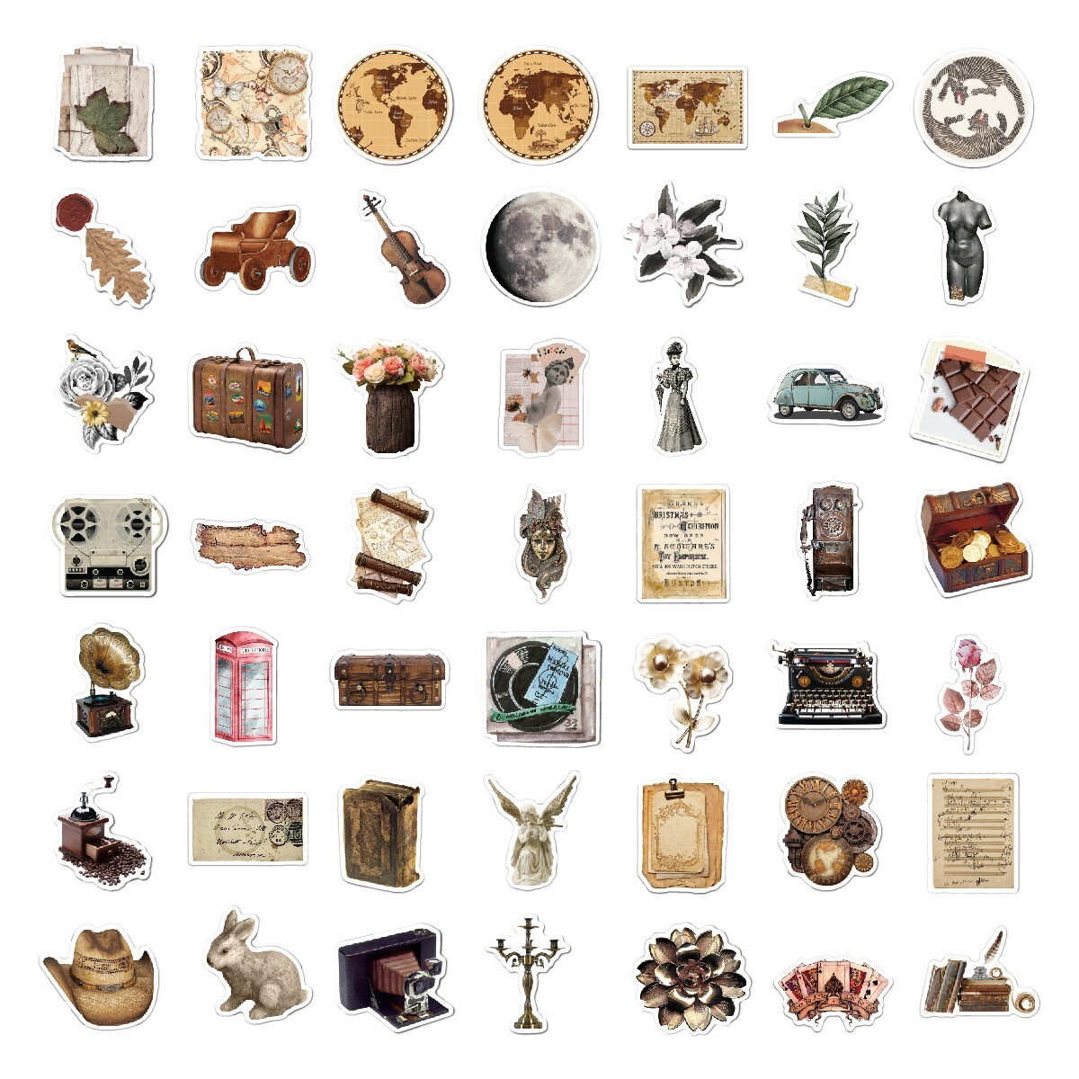 200pcs Retro Cottagecore Vintage STICKER PACK，#70110115