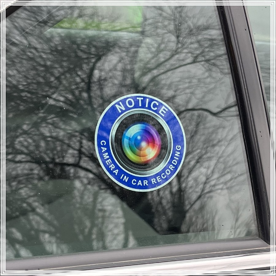 Camera in Car Recording Video 4-Pack INSIDE MOUNT Decals Blue White 2.75"