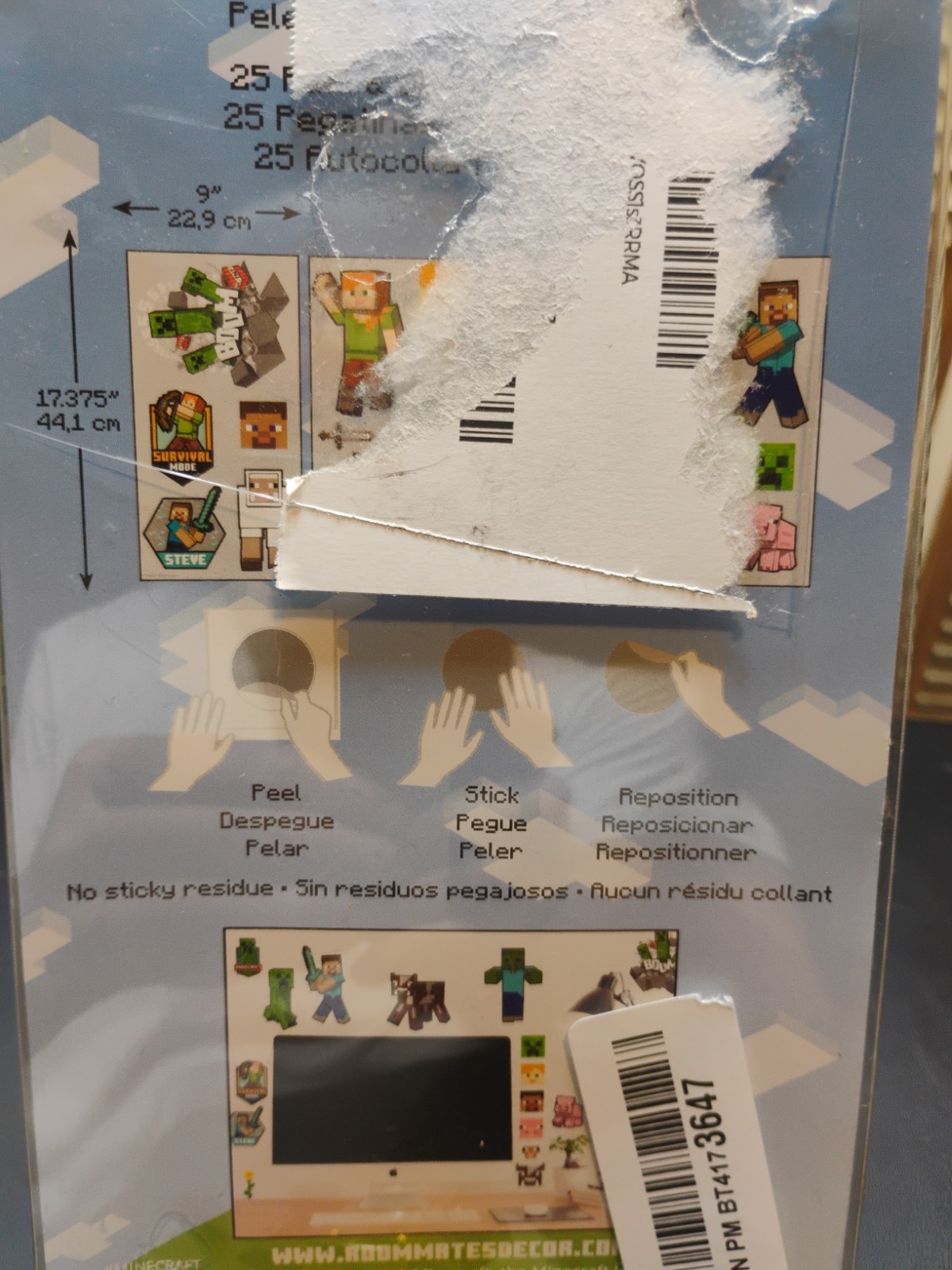 RMK5366SCS Minecraft Characters Peel and Stick Wall Decals. New Damaged Package