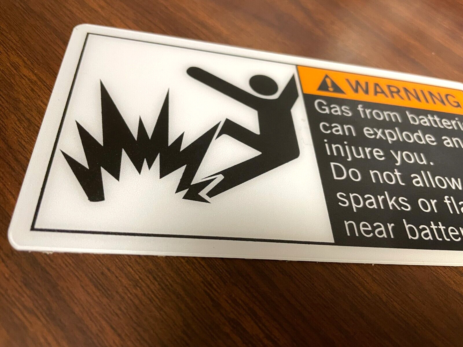 6.5"x3.5" Battery Hazard Warning Sign Vinyl / Plastic Adhesive Heavy Duty NEW