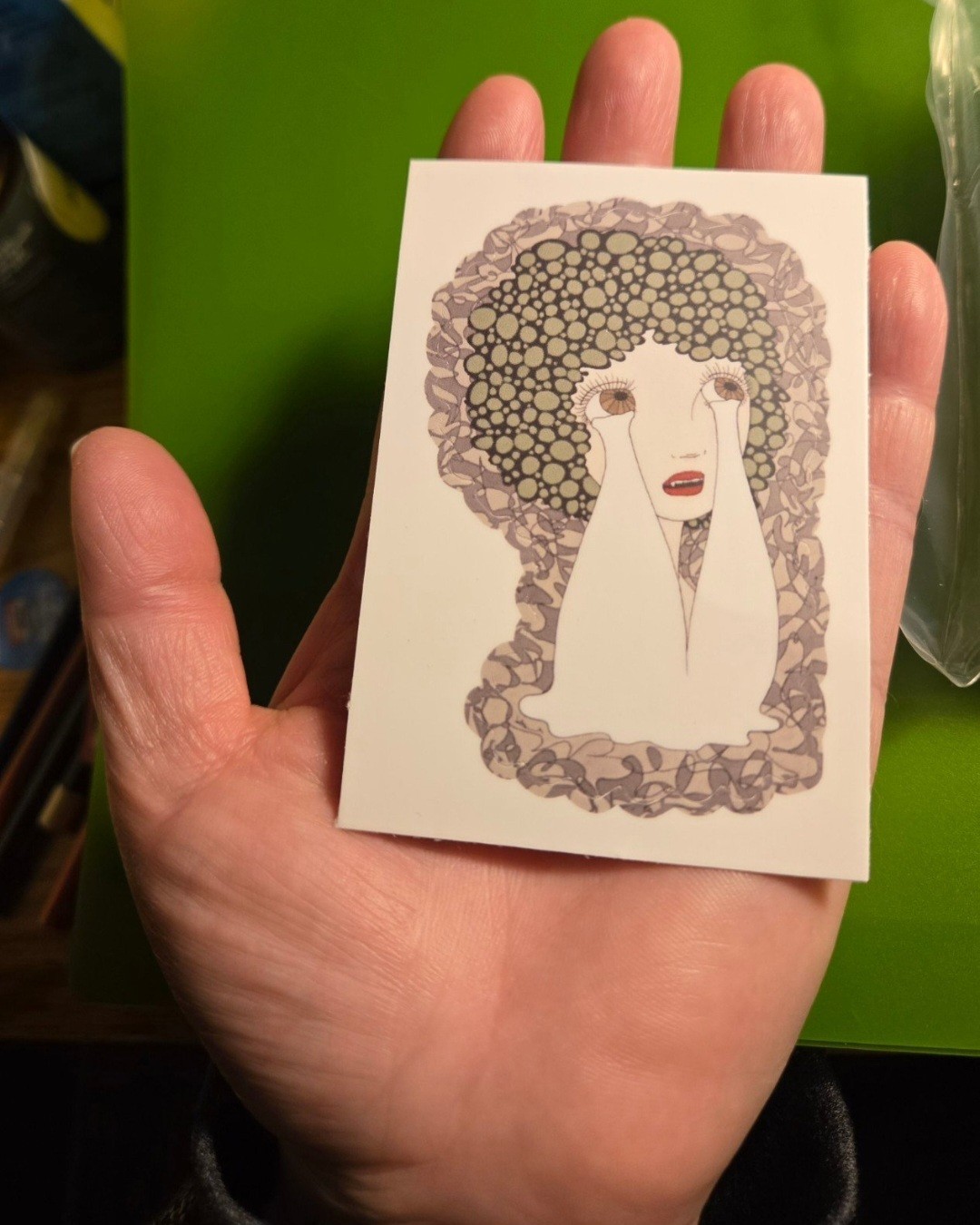 "No Faith" Original art shaped sticker 3" x 1.93"