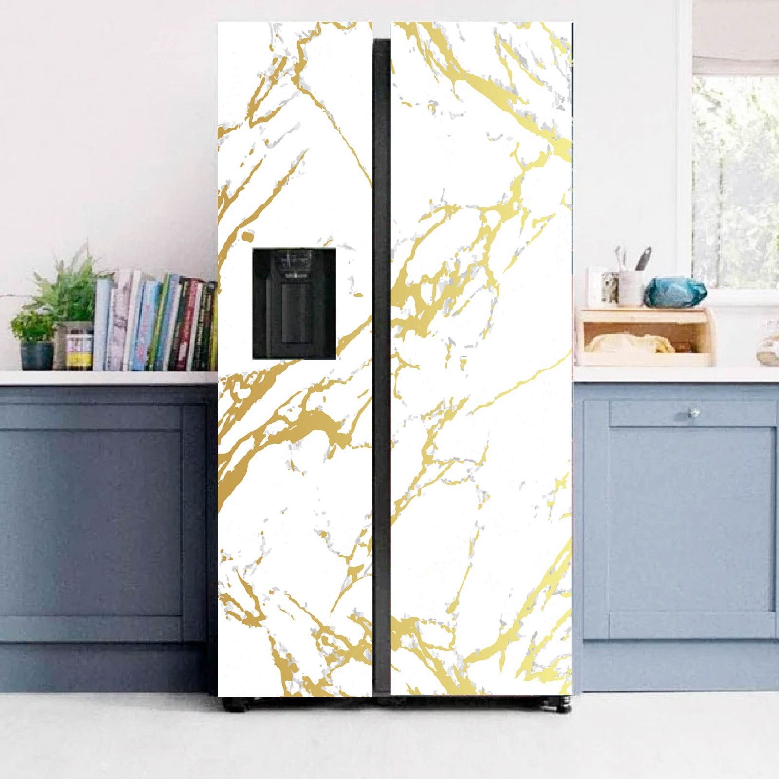 Luxury Marble Fridge Wrap, Modern Kitchen Transformation