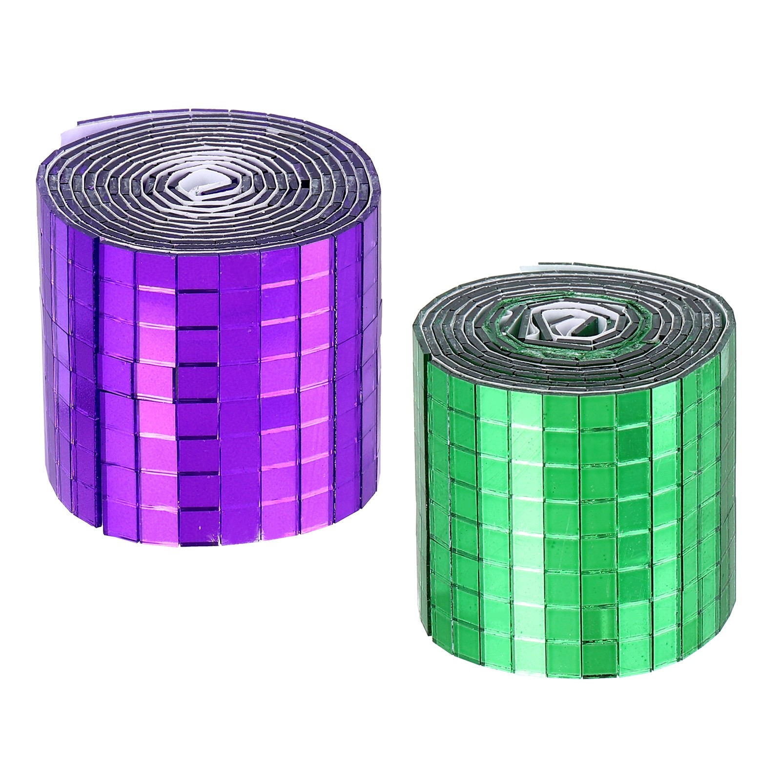 3200 Pieces Adhesive Mosaic Tiles 5 x 5 mm Disco Tiles 2 Rolls (Purple/Green)