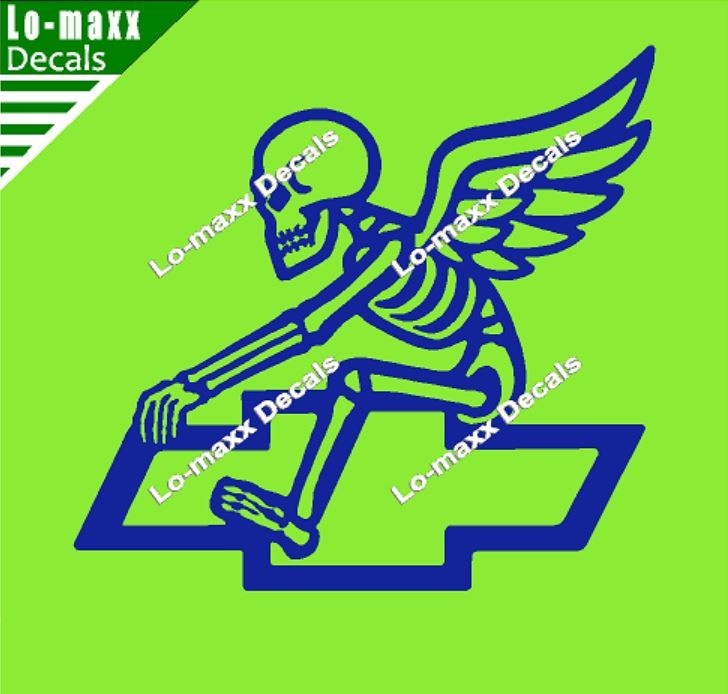 Chevy Bowtie Reaper Skeleton Wings Car Truck Die Cut Vinyl Decal Sticker