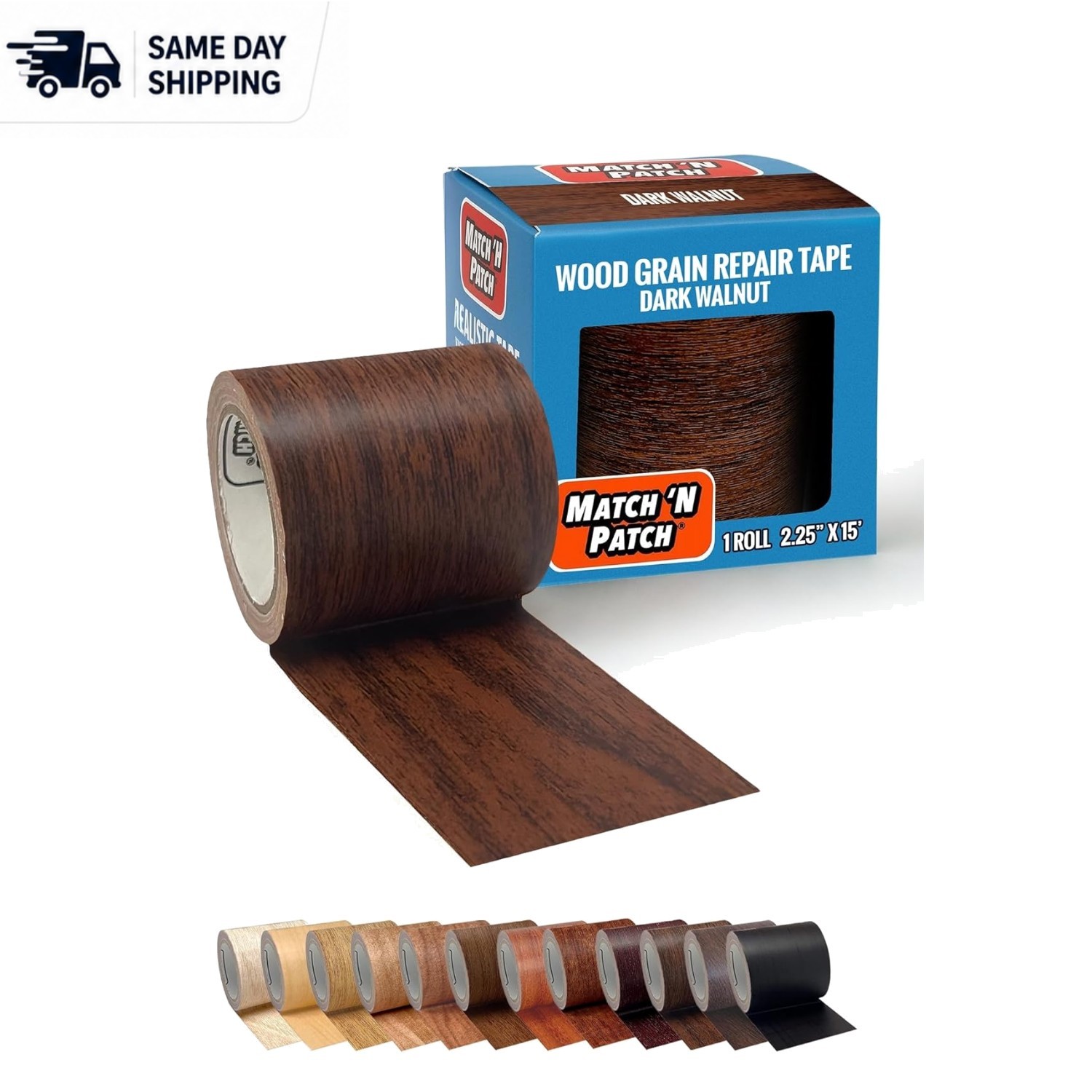 2.25" x 15 ft Wood Grain Repair Tape in Dark Walnut – Perfect for Quick Repairs