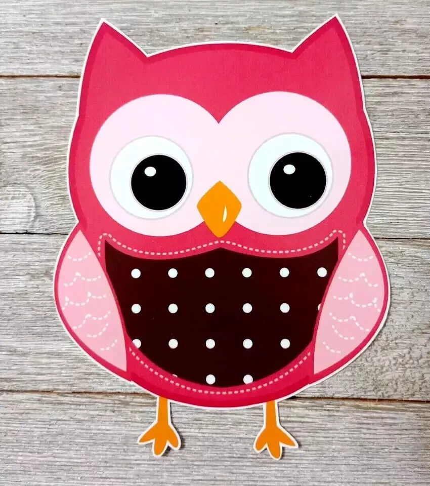 bird pink owl wall sticker glossy 10.5 inch new