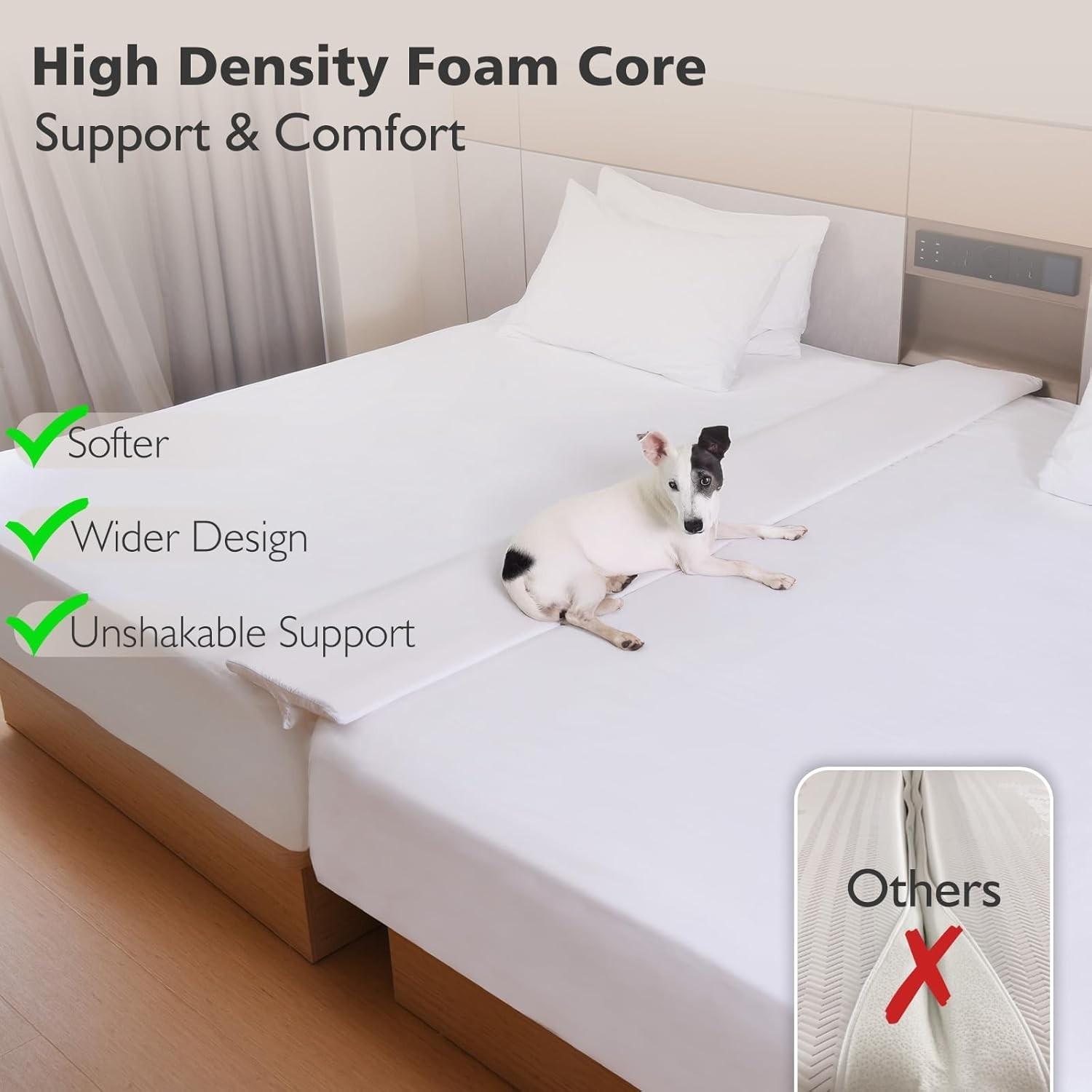 80" X 12" Extra‑Wide Split King Gap Filler for Adjustable Bed, Twin to King Bed