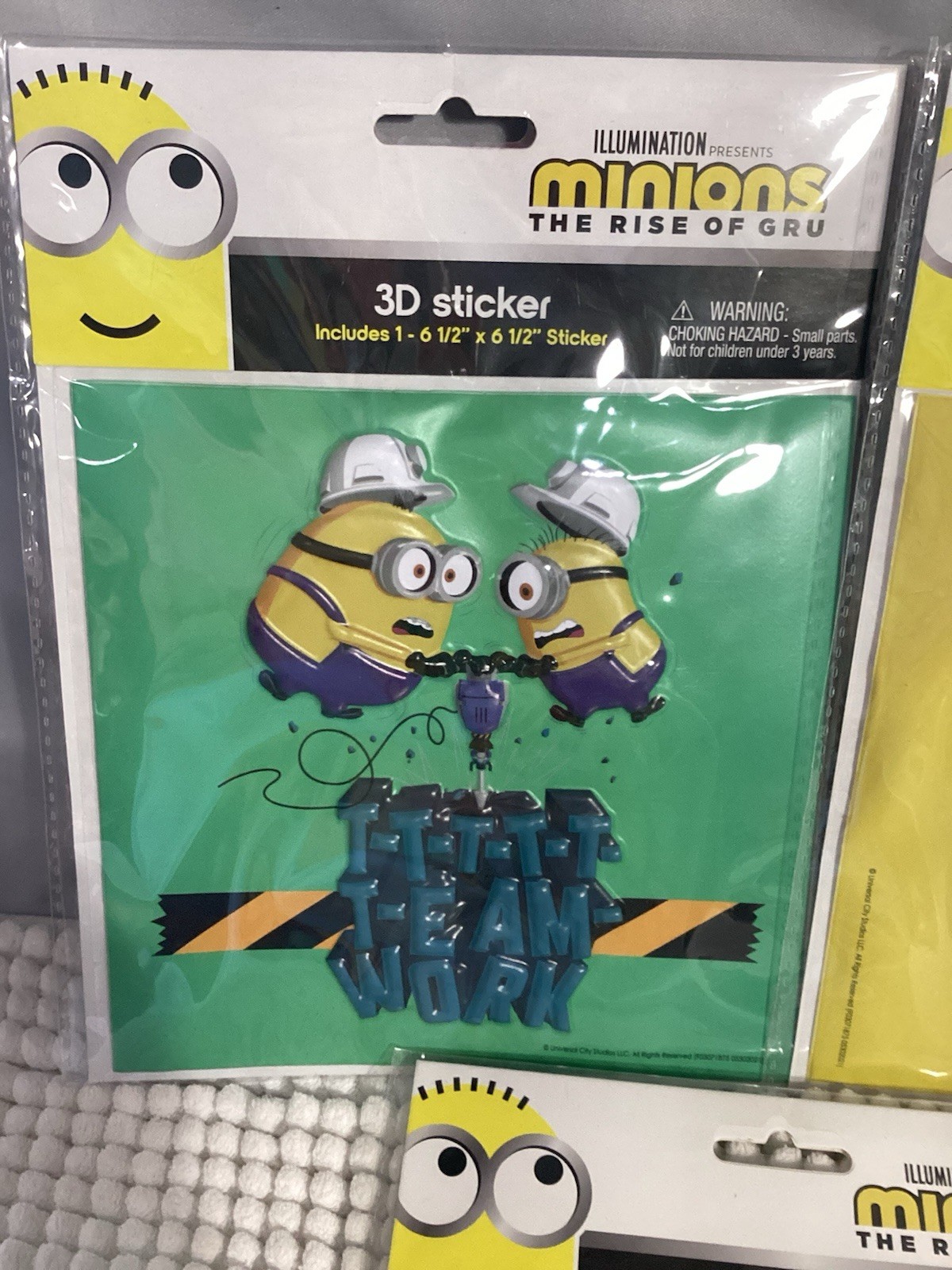Minions Illumination The Rise Of Gru XL 3D Sticker Set New Sealed 6.5 x 6.5” Ea