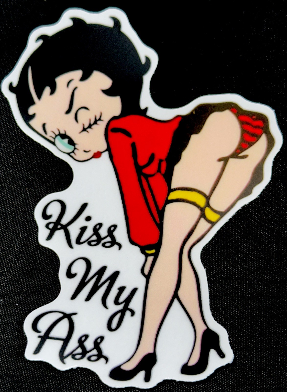 BETTY BOOP STICKER✨💋👠💄👠💋✨5 2/4” X 4”✨KISS MY ASS🔥✨SEXY✨Boop Pop A Doop✨