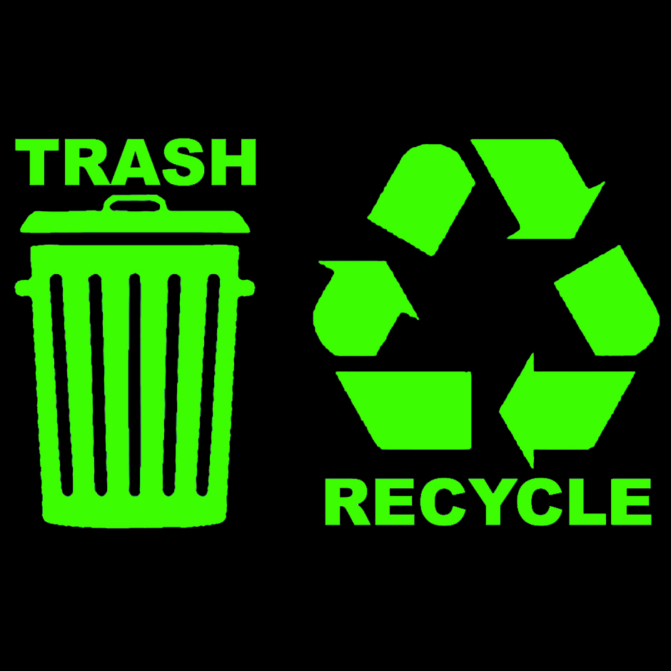 Recycle Trash Symbol Decal Label Choose Color & Size
