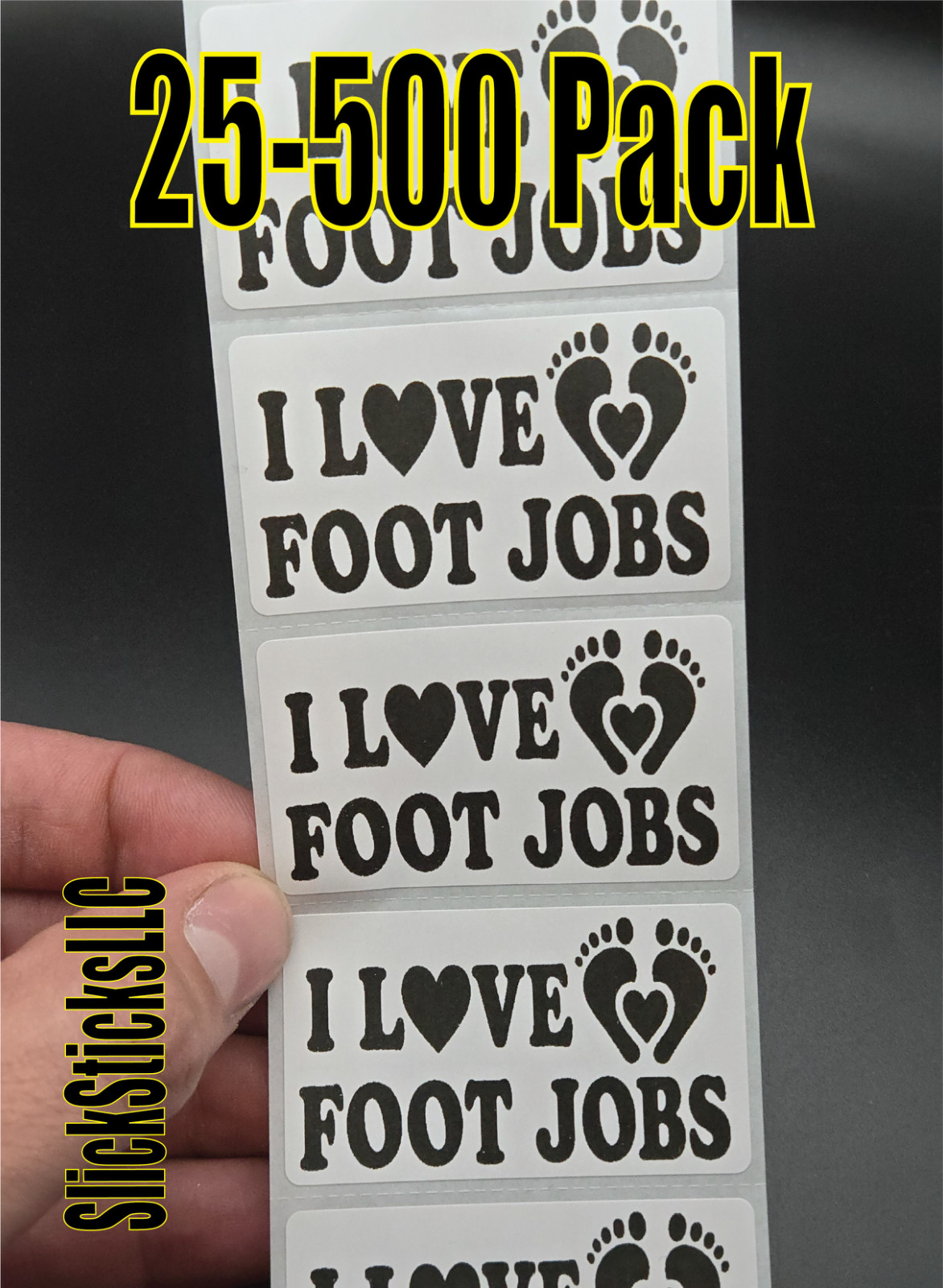 I LOVE FOOT JOBS stickers 25-500pcs gag sticker decal feet prank hard hat fetish