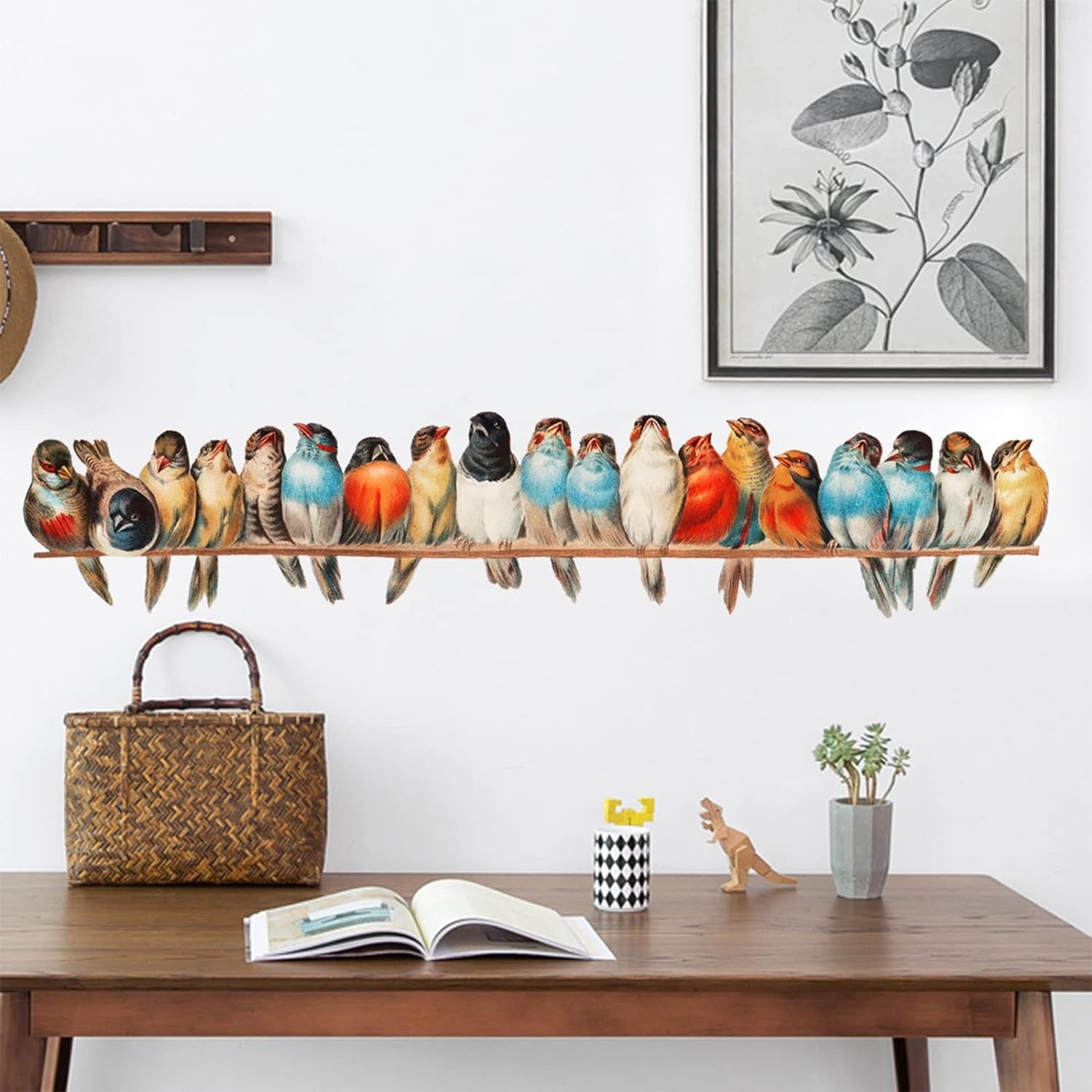 Watercolor Bird on Wire Wall Decals Removable