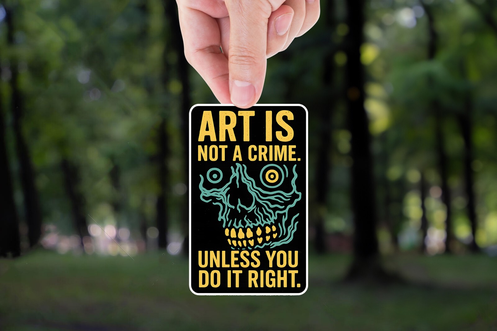art is not a crime sticker, graffiti art decal, edgy artist vinyl sticker, rebel