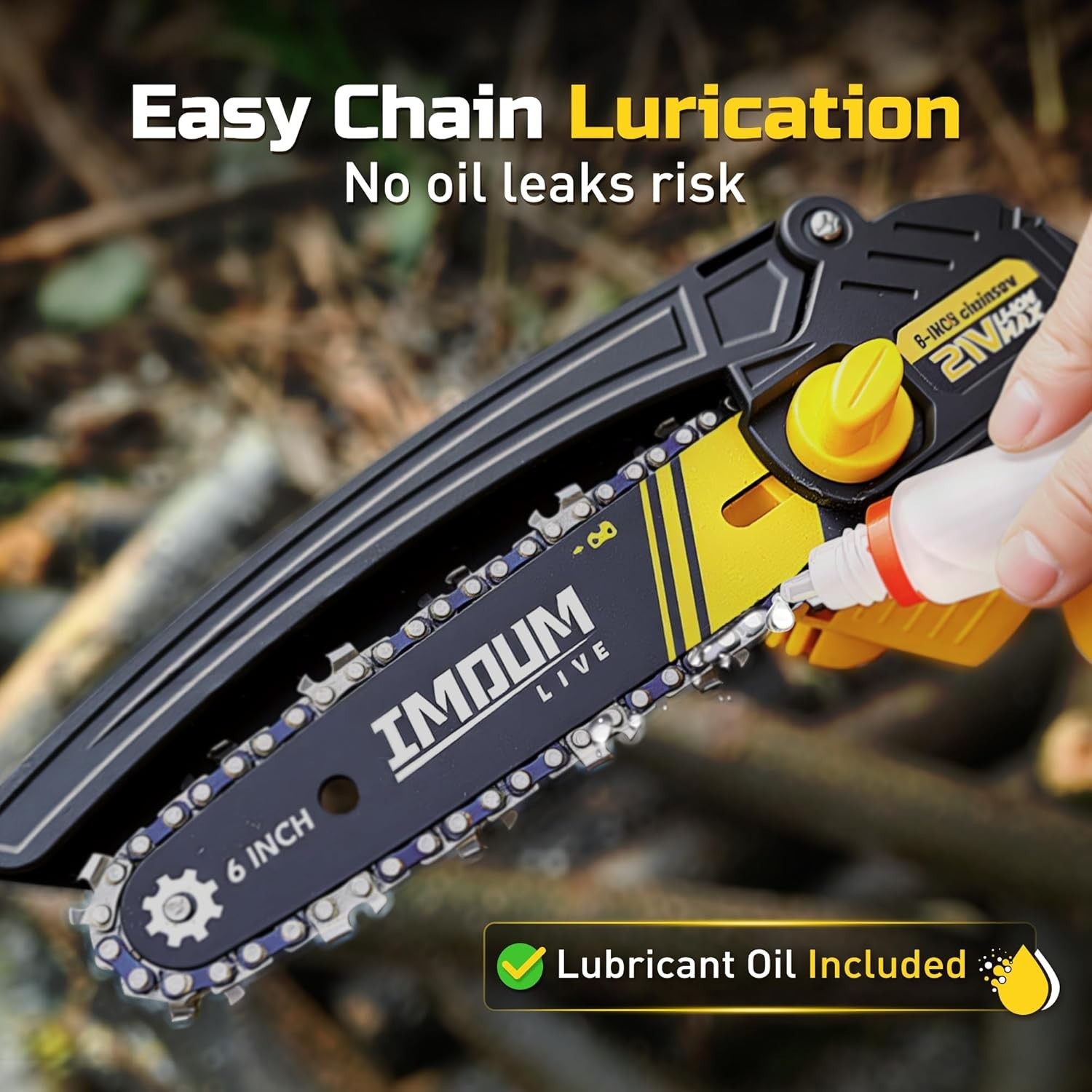 Mini Chainsaw Cordless 21V 2.0Ah Battery Powered Pruning Saw Electric 6-Inch